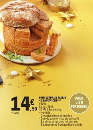 Pain Surprise Marin 40 Sandwichs offre à 14,5€ sur E.Leclerc