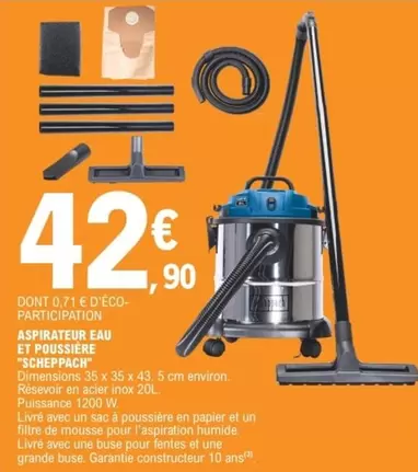 Scheppach - Aspirateur Eau Et Poussière offre à 42,9€ sur E.Leclerc