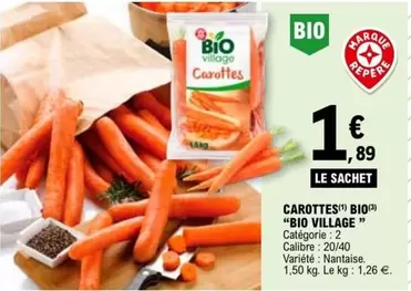 Carottes Bio offre à 1,89€ sur E.Leclerc