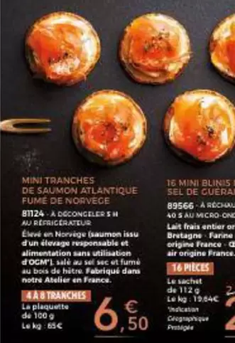 Mini Tranches De Saumon Atlantique Sel De Cueral offre à 6,5€ sur Maison Thiriet