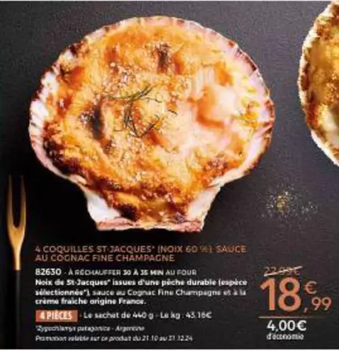 Durable - Coquilles St Jacques Inox 60 % Sauce Au Cocinac Fine offre à 18,99€ sur Maison Thiriet