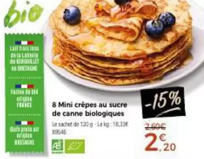 8 Mini Crêpes Au Sucre De Canne Biologiques offre à 2,2€ sur Maison Thiriet