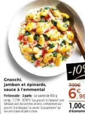 Gnocchi, Jambon Et Epinards, Sauce À L'emmental offre à 6,99€ sur Maison Thiriet