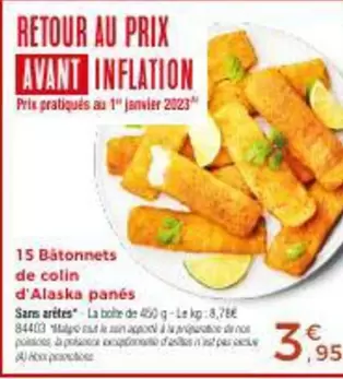 15 Bâtonnets De Colin D'alaska Panés offre à 3,95€ sur Maison Thiriet