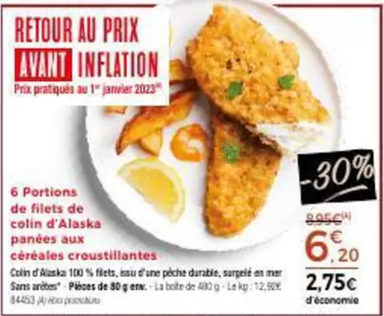 6 Portions De Filets De Colin D'alaska Panées Aux Céréales Croustillantes offre à 6,2€ sur Maison Thiriet