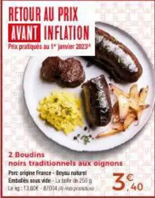 2 Boudins Noirs Traditionnels Aux Oignons offre à 3,4€ sur Maison Thiriet