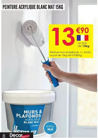 Peinture Acrylique Blanc Mat offre à 13,9€ sur Décor Discount