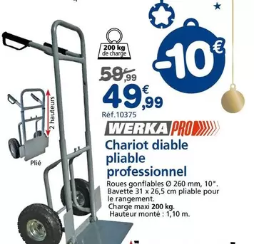 Werka - Chariot Diable Pliable Professionnel offre à 49,99€ sur Provence Outillage