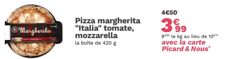 Picard - Pizza Margherita "Italia" Tomate, Mozzarella offre à 3,99€ sur Picard