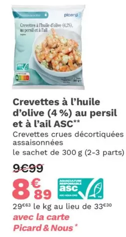 Carrefour - Crevettes À L'huile D'olive offre à 8,89€ sur Picard