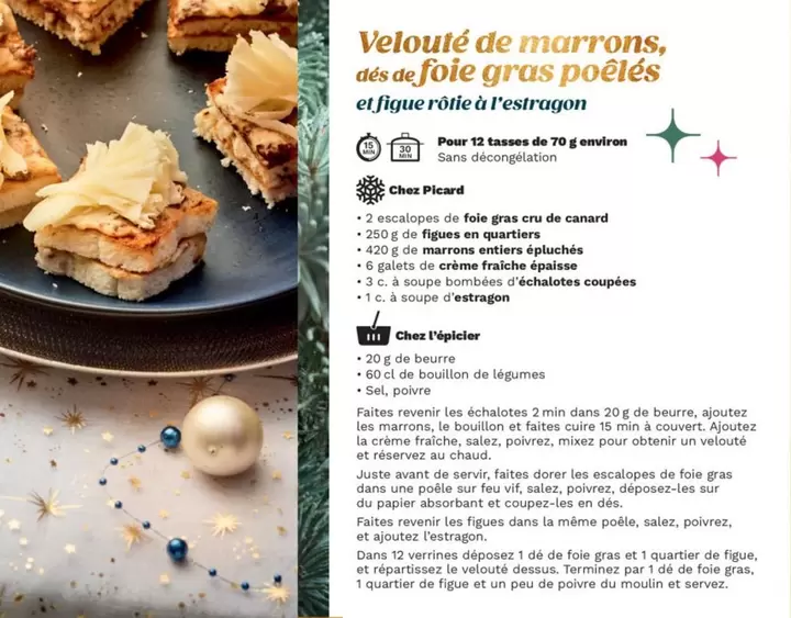 Veloulé De Marrons, Des De Foie Gras Poêlés offre sur Picard