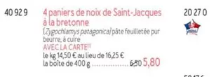 4 Paniers De Noix De Saint-jacques À La Bretonne offre à 5,8€ sur Picard