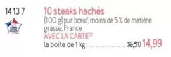 10 Steaks Hachés offre à 14,99€ sur Picard