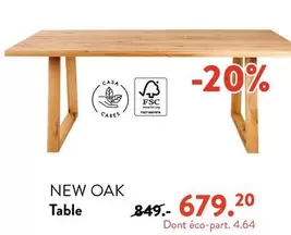 New Oak Table offre à 679,2€ sur Casa