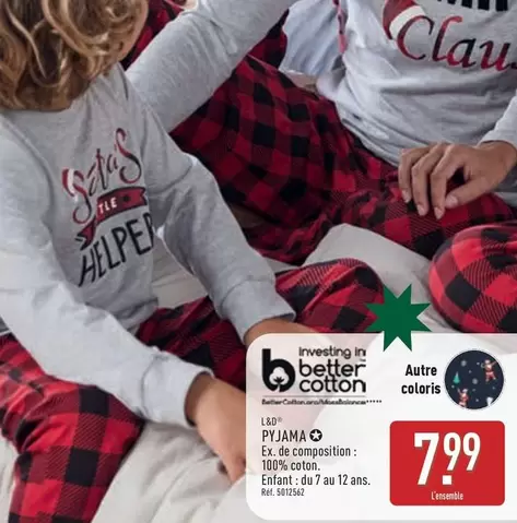 L&D - Pyjama offre à 7,99€ sur Aldi