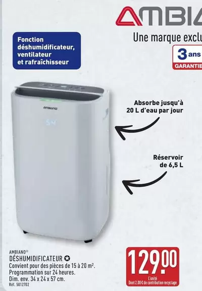 Ambiano - Déshumidificateur offre à 129€ sur Aldi