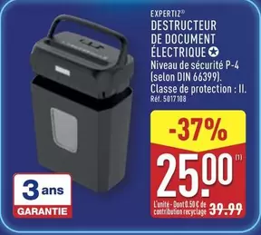 Expertiz - Destructeur De Document Électrique offre à 25€ sur Aldi