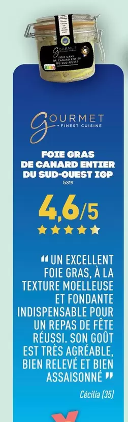 Gourmet Finest Cuisine - Foie Gras De Canard Entier Du Sud-Ouest IGP offre sur Aldi