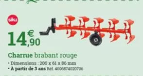 Charrue brabant rouge offre à 14,9€ sur Espace emeraude