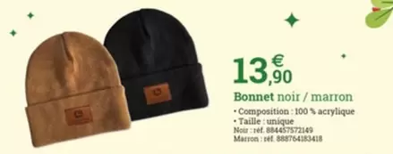 Bonnet Noir / Marron offre à 13,9€ sur Espace emeraude