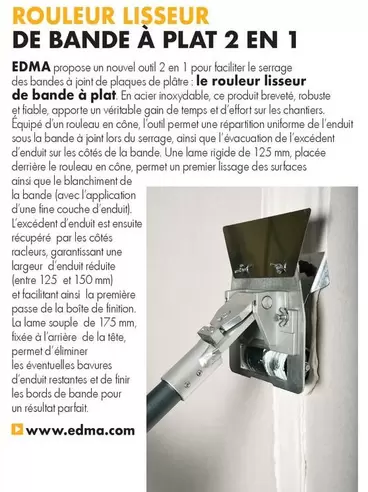 Edma - Rouleur Lisseur De Bande A Plat 2 En 1 offre sur Gedimat