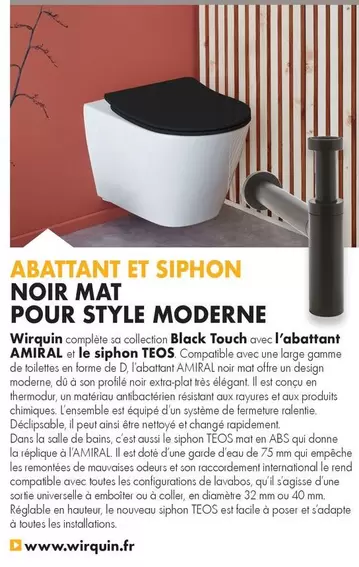 Abattant Et Siphon Noir Mat Pour Style Moderne offre sur Gedimat