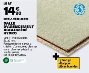 Dalle D'agencenient Aggloméré Hydro offre à 14,9€ sur Brico Dépôt