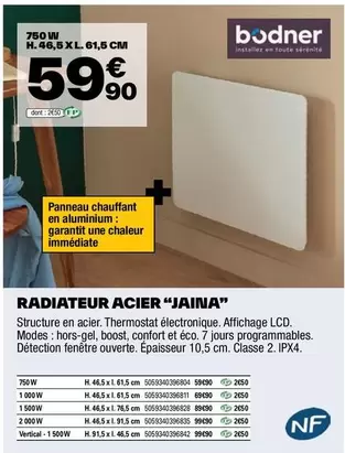 Bodner - Radiateur Acier "Jaina" offre à 59,9€ sur Brico Dépôt