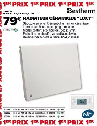 Bestherm  - Radiateur Céramique "Looxy" offre à 79€ sur Brico Dépôt