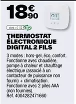 Honeywell - Thermostat Électronique Digital 2 Fils offre à 18,9€ sur Brico Dépôt