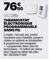 Honeywell - Thermostat Électronique Programmable Sans Fil offre à 76,9€ sur Brico Dépôt