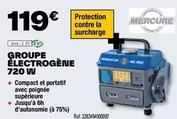 Mercure - Groupe Électrogène 720 Uv offre à 119€ sur Brico Dépôt