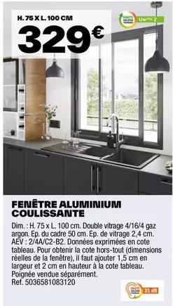 Fenêtre Aluminium Coulissante offre à 329€ sur Brico Dépôt