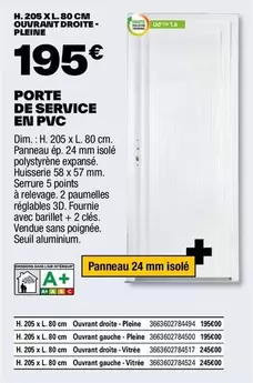 Porte De Service En Pvc offre à 195€ sur Brico Dépôt