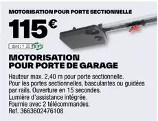 Motorisation Pour Porte De Garage offre à 115€ sur Brico Dépôt