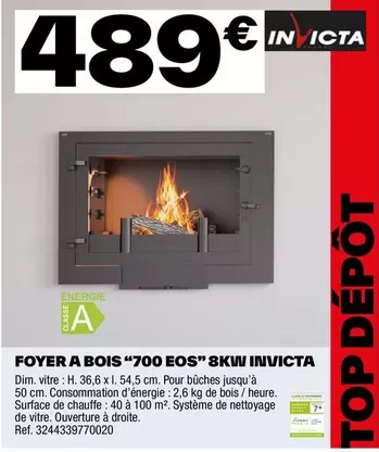 Invicta - Foyer A Bois "700 EOS" 8KW offre à 489€ sur Brico Dépôt