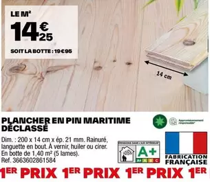 Plancher En Pin Maritime Déclassé offre à 14,25€ sur Brico Dépôt