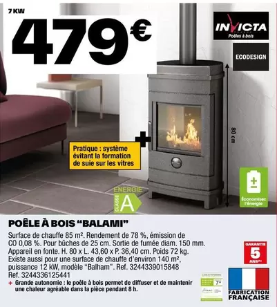 Invicta - Poêle À Bois "Balami" offre à 479€ sur Brico Dépôt