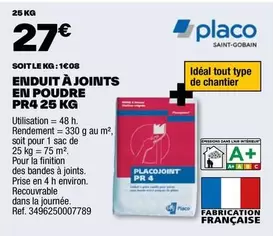 Placo - Enduit À Joints En Poudre offre à 27€ sur Brico Dépôt