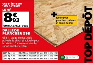 Dalle De Plancher Osb offre à 8,93€ sur Brico Dépôt