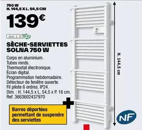 Sèche-Serviettes Solna 750 W offre à 139€ sur Brico Dépôt