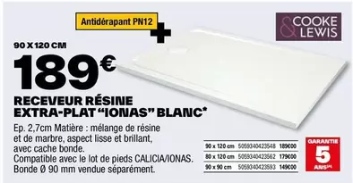 Cooke & Lewis - Receveur Résine Extra-Plat "Ionas" Blanc offre à 189€ sur Brico Dépôt