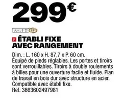 Magnusson - Etabli Fixe offre à 299€ sur Brico Dépôt