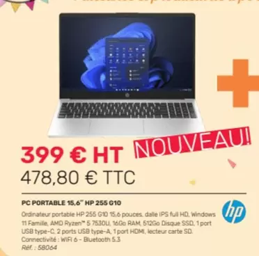 HP - Pc Portable 15.6" 25s G10 offre à 399€ sur Office Depot