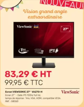 Écran - 27" Va270-hw Ecran offre à 83,29€ sur Office Depot