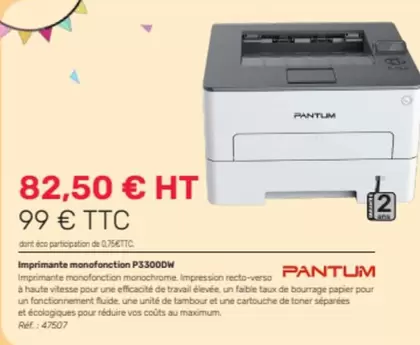 Imprimante P3300dw offre à 82,5€ sur Office Depot