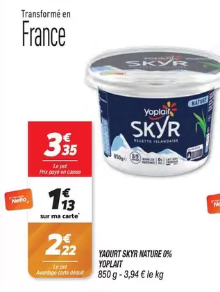 Yoplait - Yaourt Skyr Nature 0% offre à 1,13€ sur Netto