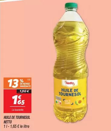 Huile De Tournesol offre à 1,65€ sur Netto