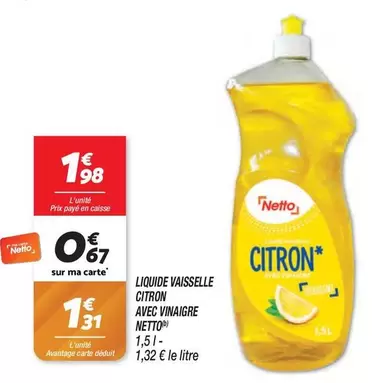 Liquide Vaisselle Citron Avec Vinaigre offre à 1,31€ sur Netto