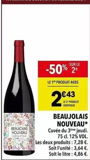 Beaujolais Nouveau offre à 2,43€ sur Supeco